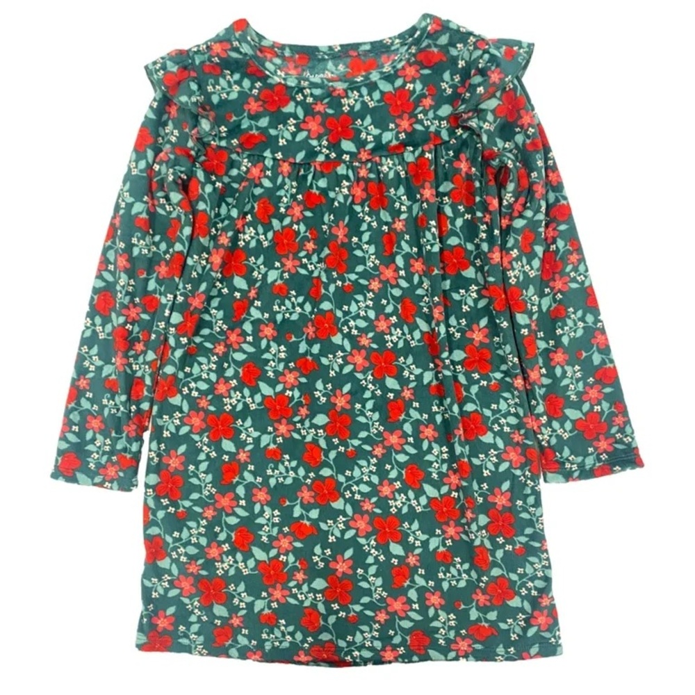 ✨Cat & Jack Girls Red/Green Poinsettia Fleece Holiday Nightgown Night Gown M (8)
